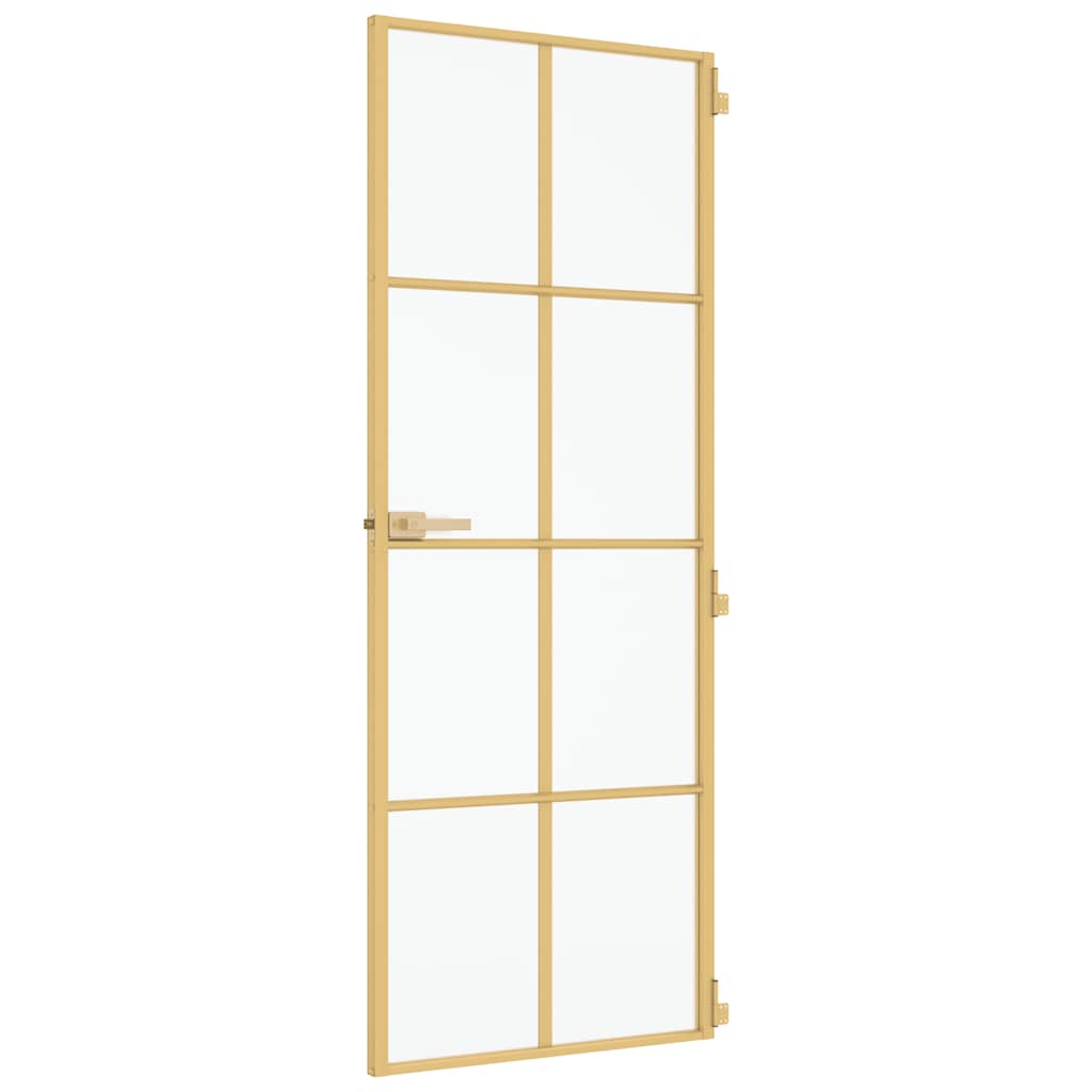 Porta Interni Sottile Oro 76x201,5cm Vetro Temperato Alluminio 155144