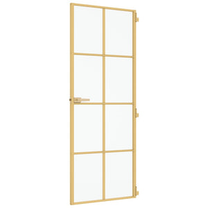 Porta Interni Sottile Oro 76x201,5cm Vetro Temperato Alluminio 155144