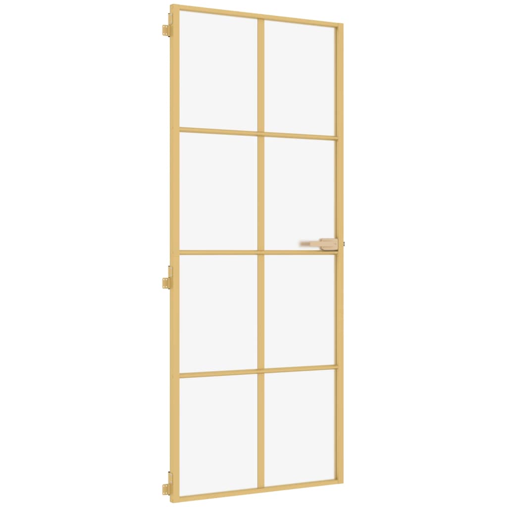 Porta Interni Sottile Oro 83x201,5cm Vetro Temperato Alluminio 155145