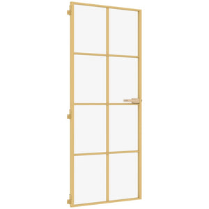 Porta Interni Sottile Oro 83x201,5cm Vetro Temperato Alluminio 155145