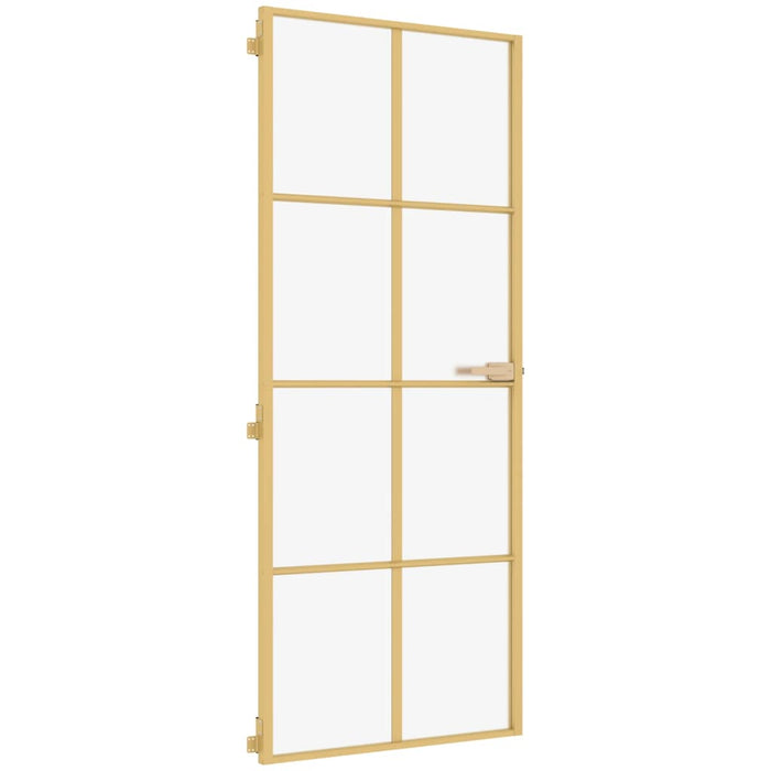 Porta Interni Sottile Oro 83x201,5cm Vetro Temperato Alluminio 155145