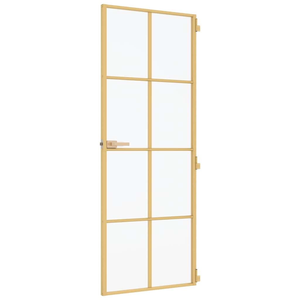 Porta Interni Sottile Oro 83x201,5cm Vetro Temperato Alluminio 155145