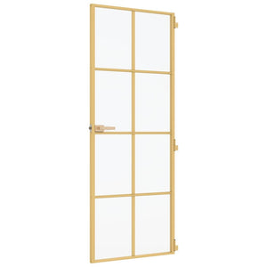 Porta Interni Sottile Oro 83x201,5cm Vetro Temperato Alluminio 155145