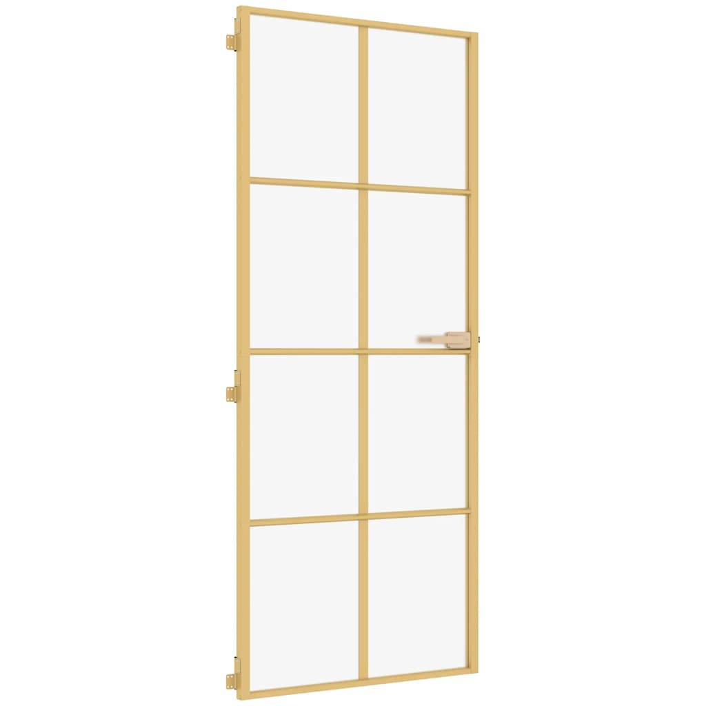 Porta Interni Sottile Oro 93x201,5cm Vetro Temperato Alluminio