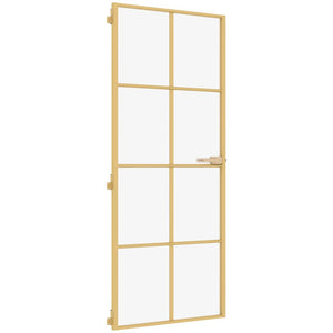 Porta Interni Sottile Oro 93x201,5cm Vetro Temperato Alluminio