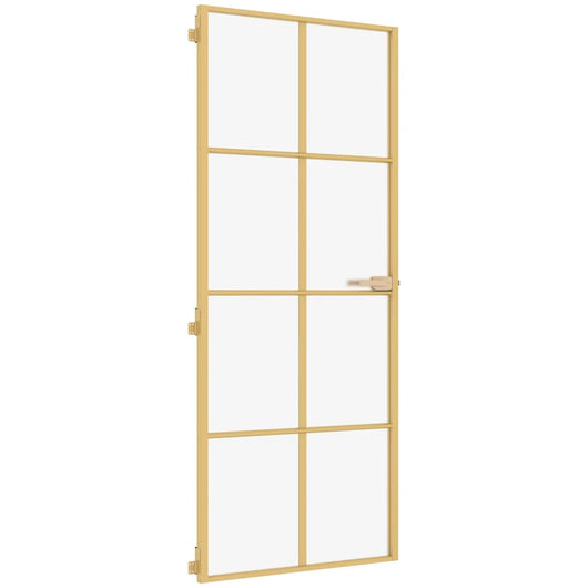 Porta Interni Sottile Oro 93x201,5cm Vetro Temperato Alluminio