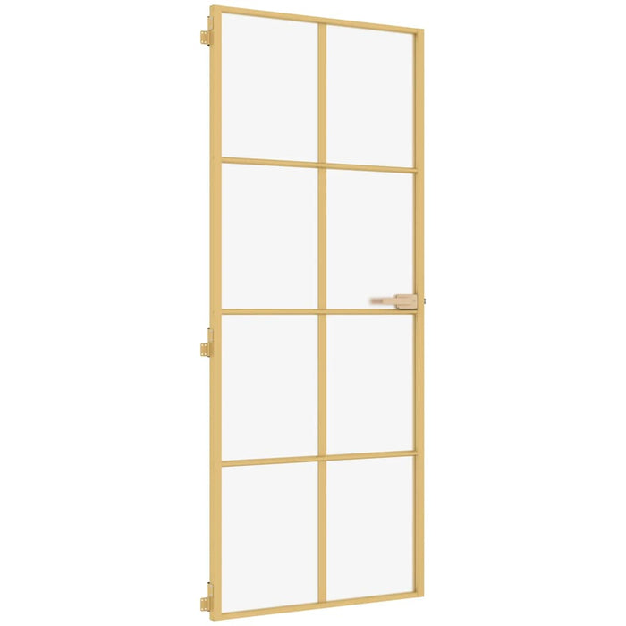 Porta Interni Sottile Oro 93x201,5cm Vetro Temperato Alluminio