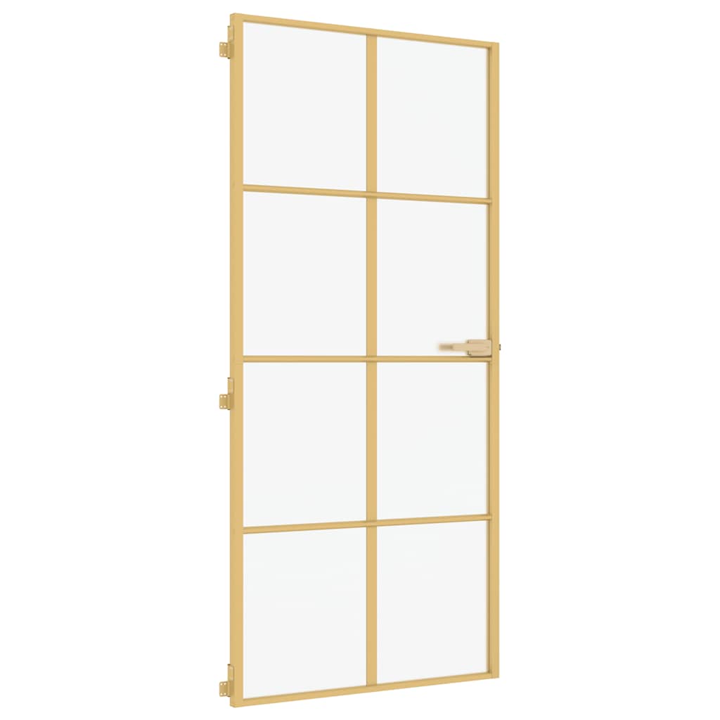 Porta Interni Sottile Oro 93x201,5cm Vetro Temperato Alluminio