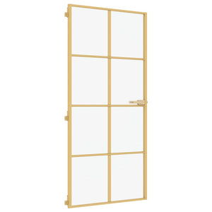 Porta Interni Sottile Oro 93x201,5cm Vetro Temperato Alluminio