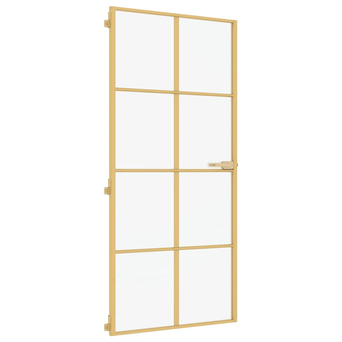 Porta Interni Sottile Oro 93x201,5cm Vetro Temperato Alluminio
