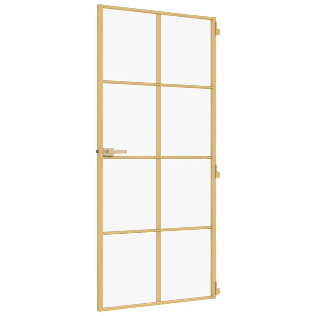 Porta Interni Sottile Oro 93x201,5cm Vetro Temperato Alluminio