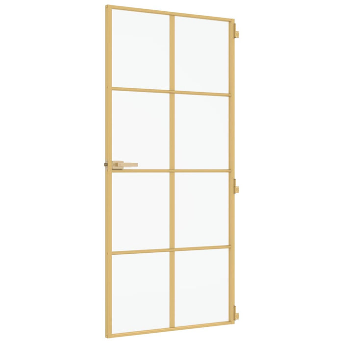 Porta Interni Sottile Oro 93x201,5cm Vetro Temperato Alluminio