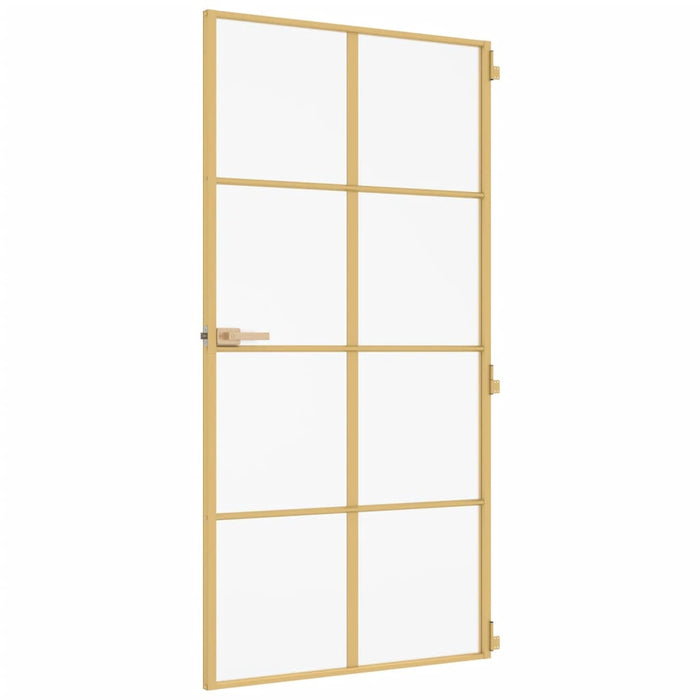 Porta Interni Sottile Oro 102,5x201,5 Vetro Temperato Alluminio 155147