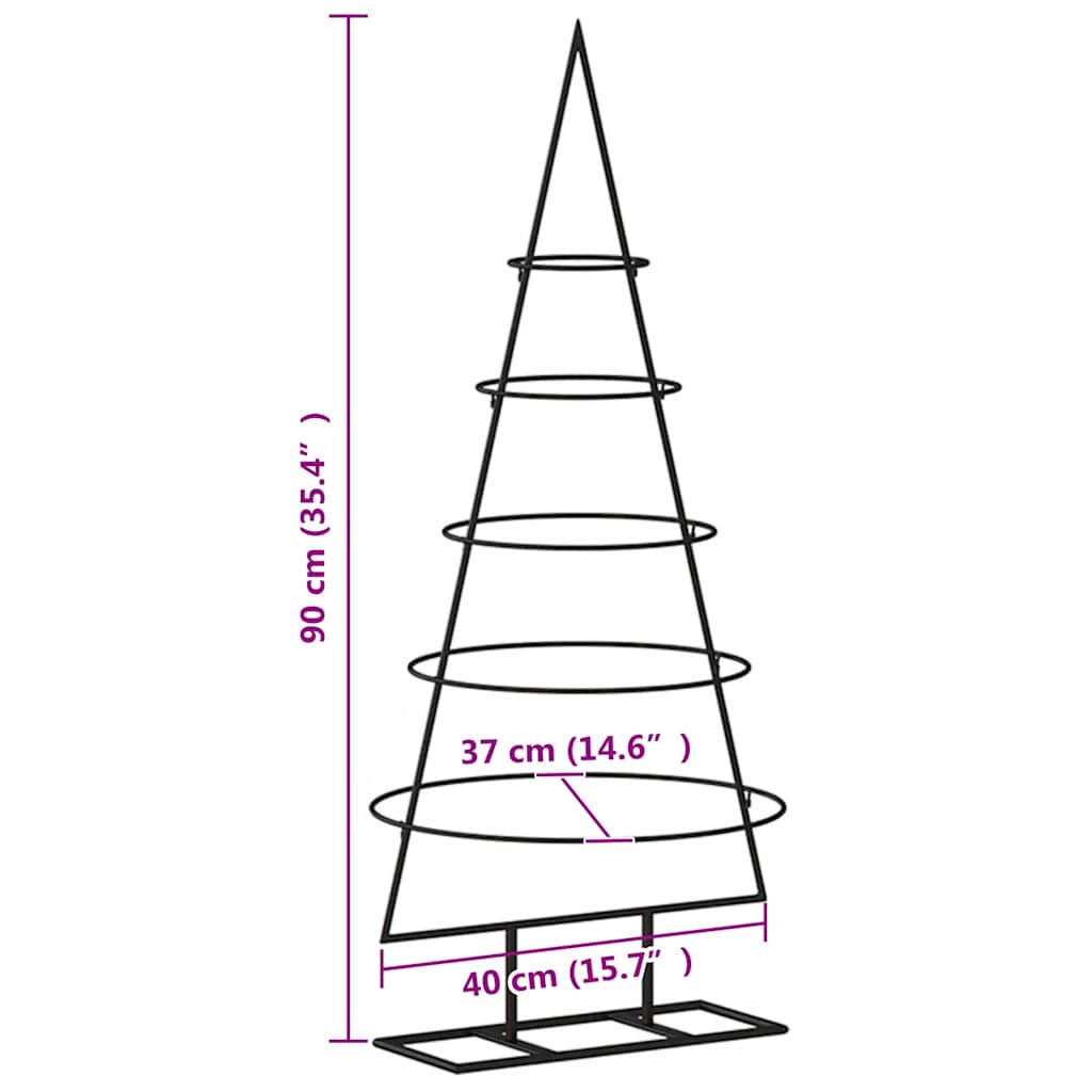 Albero di Natale Decorativo in Metallo Nero 90 cm 359589