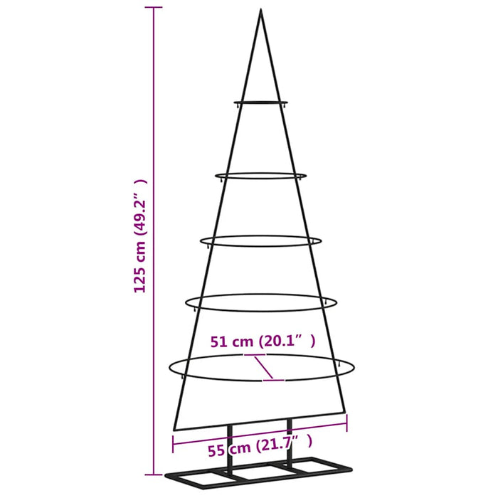 Albero di Natale Decorativo in Metallo Nero 125 cm 359590
