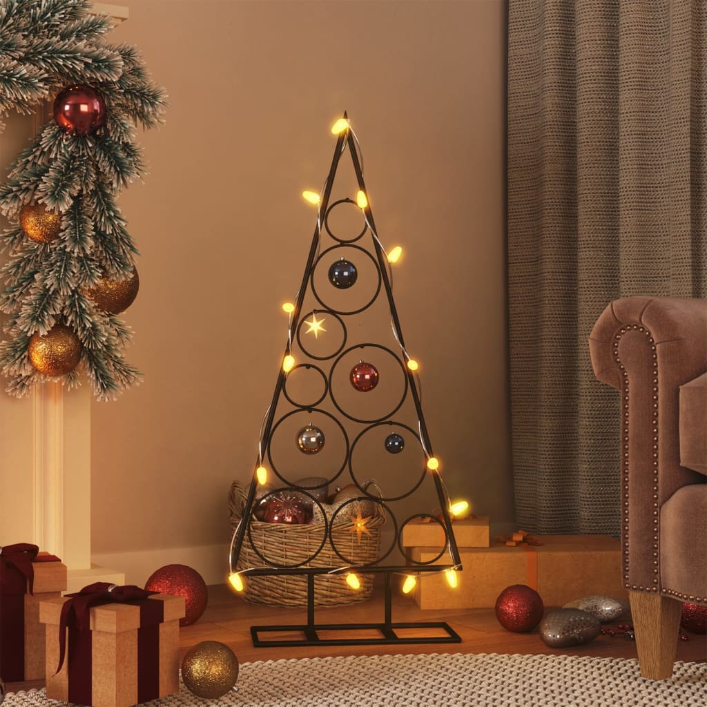 Albero di Natale Decorativo in Metallo Nero 90 cm 359598