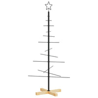 Albero di Natale in Metallo con Base in Legno-Decorazioni natalizie Nero 120 cm