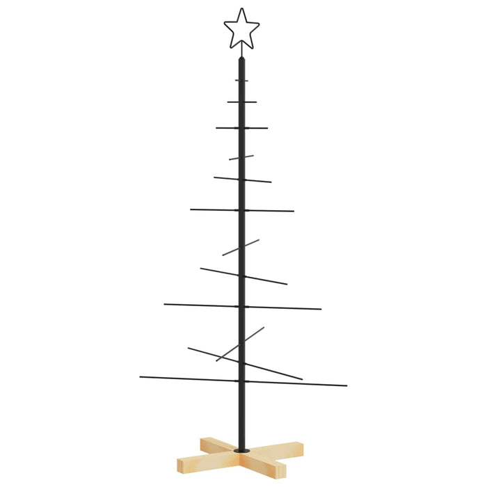 Albero di Natale in Metallo con Base in Legno-Decorazioni natalizie Nero 120 cm