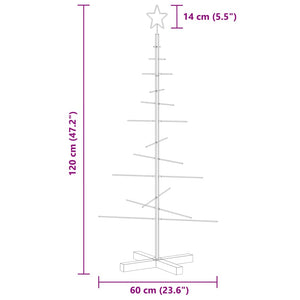 Albero di Natale in Metallo con Base in Legno Nero 120 cm 359603