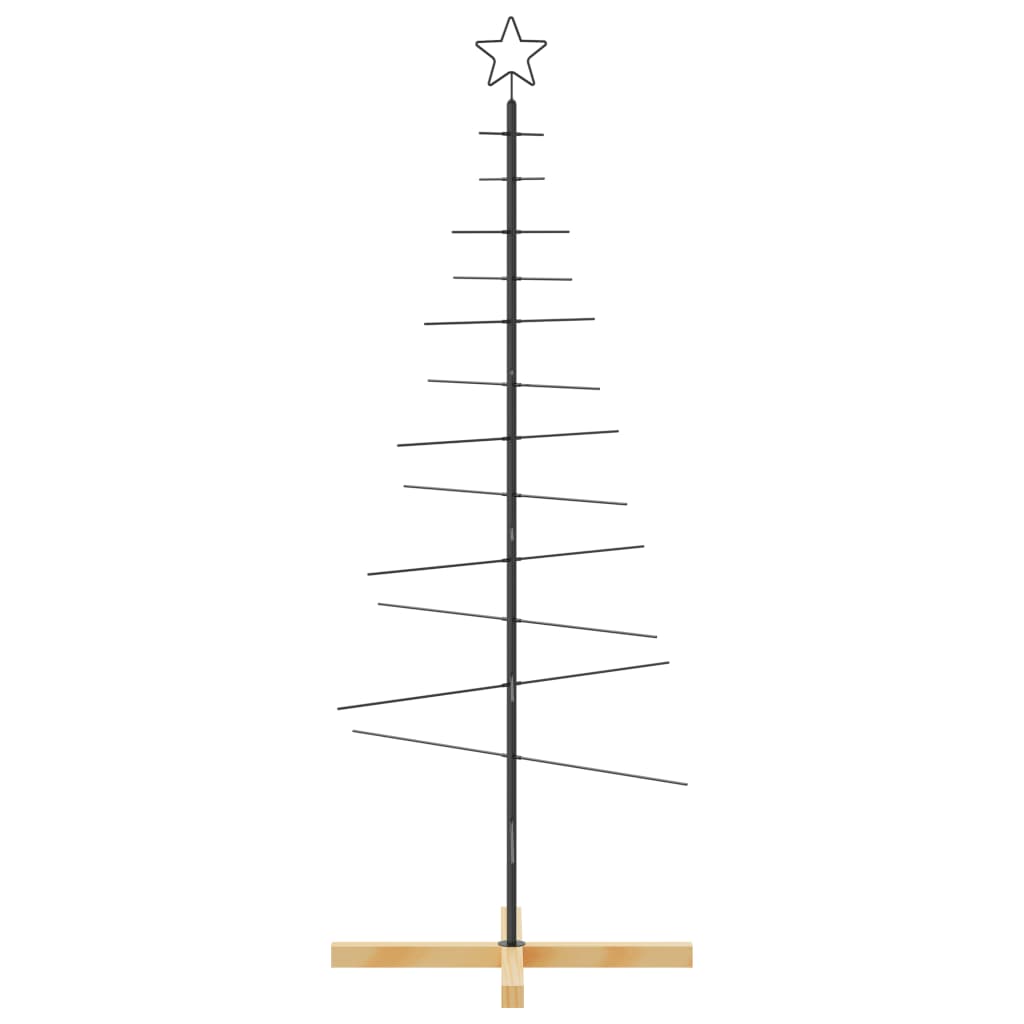 Albero di Natale in Metallo con Base in Legno Nero 150 cm 359604