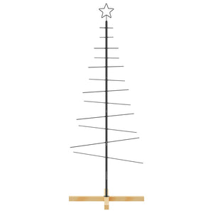 Albero di Natale in Metallo con Base in Legno Nero 150 cm 359604