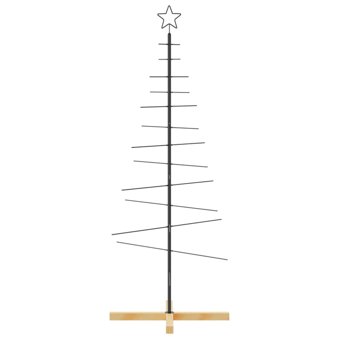 Albero di Natale in Metallo con Base in Legno-Decorazioni natalizie Nero 150 cm