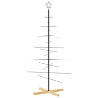 Albero di Natale in Metallo con Base in Legno-Decorazioni natalizie Nero 150 cm