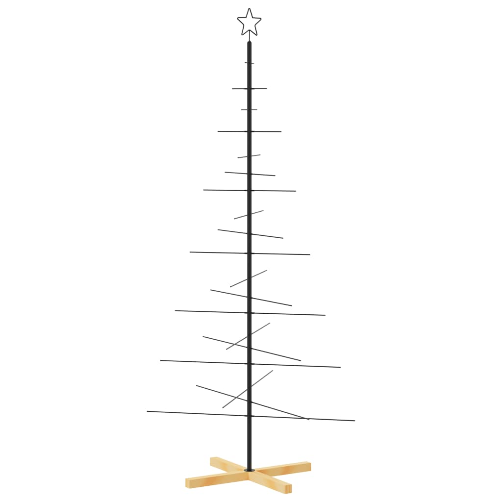 Albero di Natale in Metallo con Base in Legno Nero 180 cm 359605