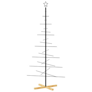 Albero di Natale in Metallo con Base in Legno Nero 180 cm 359605