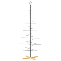 Albero di Natale in Metallo con Base in Legno-Decorazioni natalizie Nero 180 cm