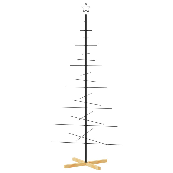 Albero di Natale in Metallo con Base in Legno-Decorazioni natalizie Nero 180 cm