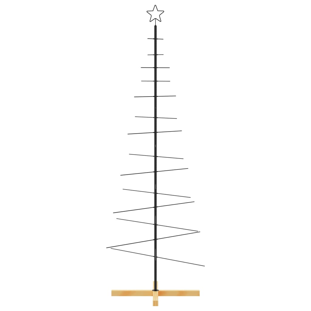 Albero di Natale in Metallo con Base in Legno-Decorazioni natalizie Nero 180 cm