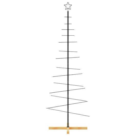 Albero di Natale in Metallo con Base in Legno-Decorazioni natalizie Nero 180 cm