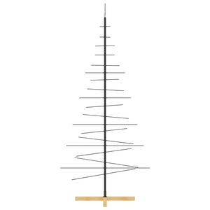 Albero di Natale in Metallo con Base in Legno Nero 180 cm