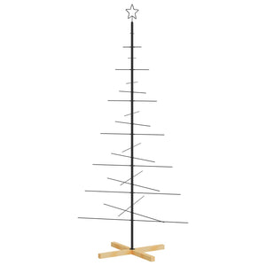 Albero di Natale in Metallo con Base in Legno Nero 180 cm