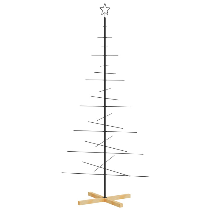 Albero di Natale in Metallo con Base in Legno Nero 180 cm