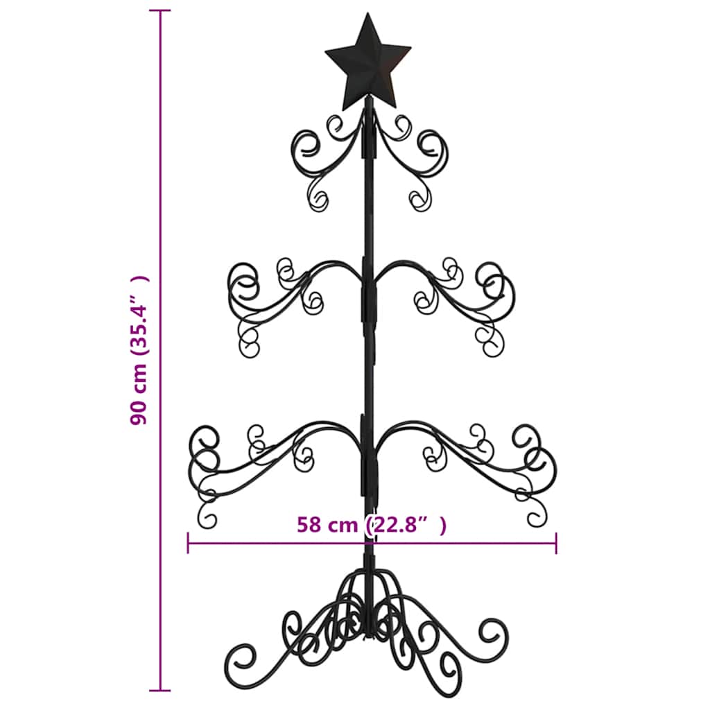 Albero di Natale Decorativo in Metallo Nero 90 cm 359606