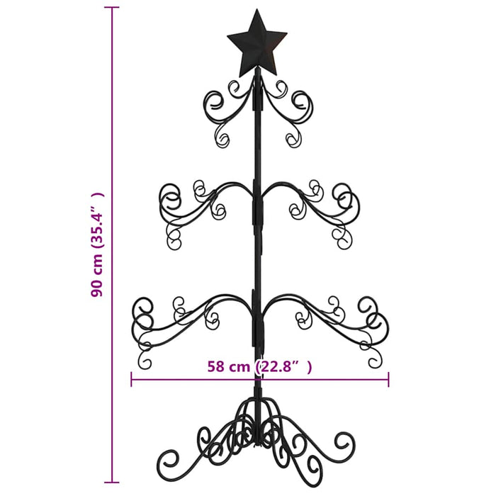 Albero di Natale Decorativo in Metallo Nero 90 cm 359606