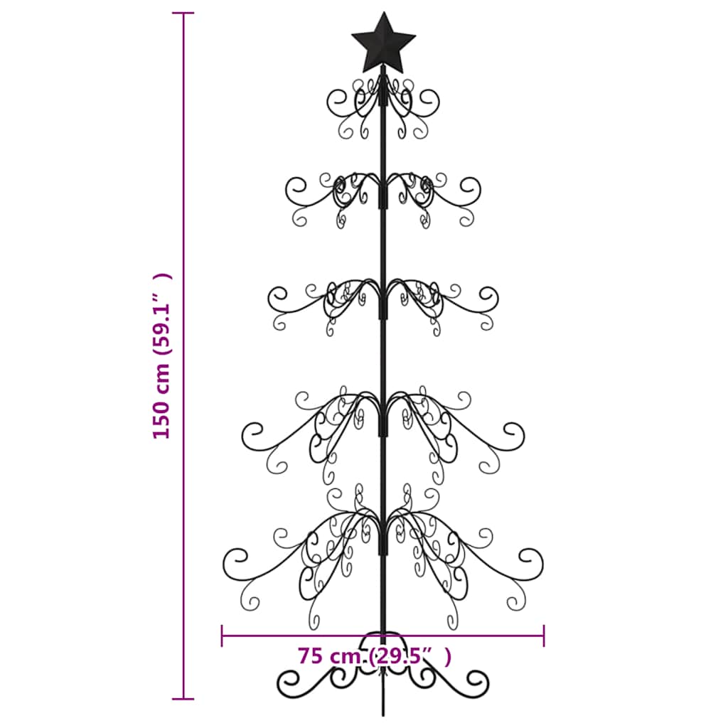 Albero di Natale Decorativo-Decorazioni natalizie in Metallo Nero 150 cm 614090