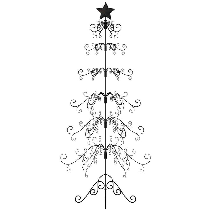 vidaXL Albero di Natale Decorativo in Metallo Nero 180 cm