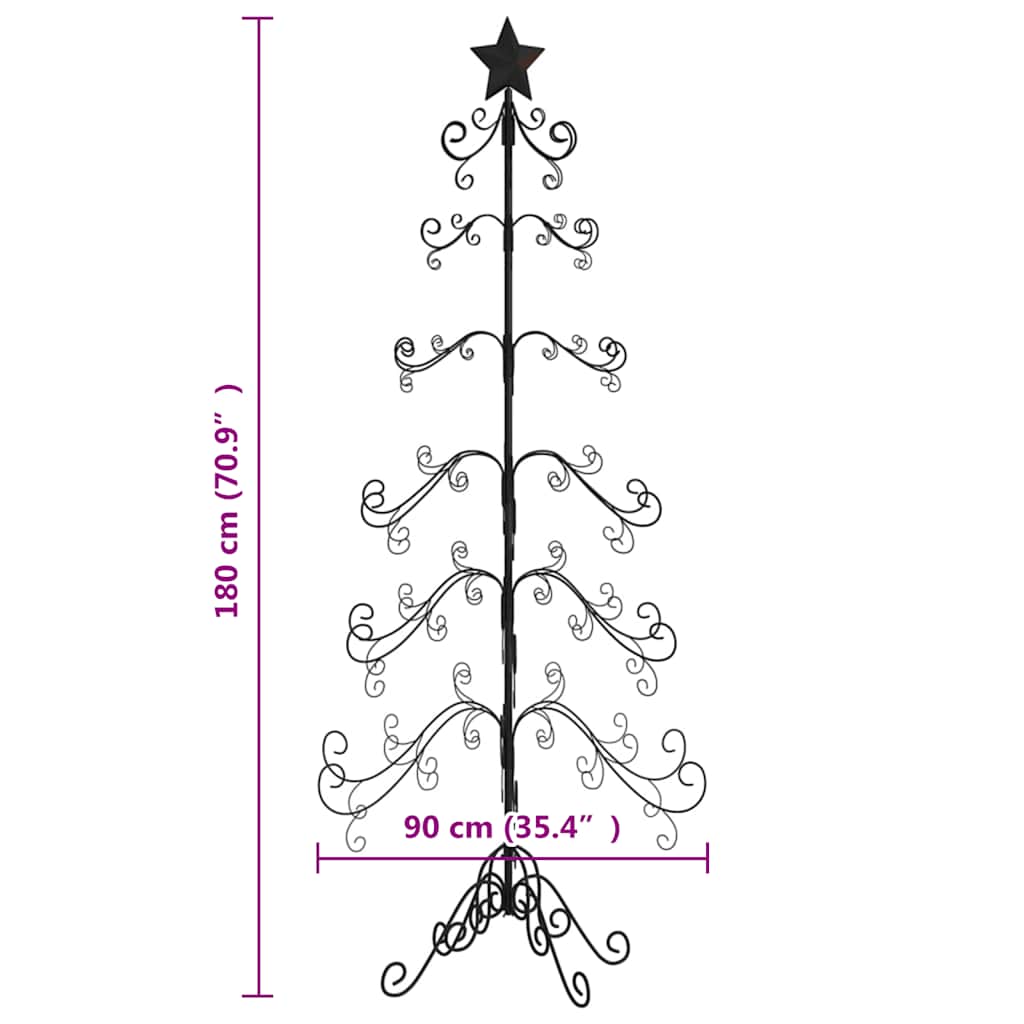 Albero di Natale Decorativo in Metallo Nero 180 cm 359608