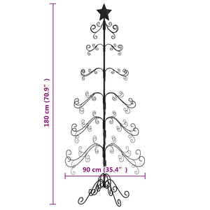 Albero di Natale Decorativo in Metallo Nero 180 cm 359608
