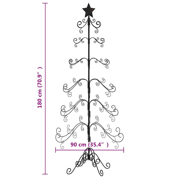 vidaXL Albero di Natale Decorativo in Metallo Nero 180 cm