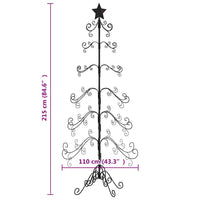 Albero di Natale Decorativo in Metallo Nero 215 cm 359609