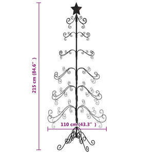 Albero di Natale Decorativo in Metallo Nero 215 cm