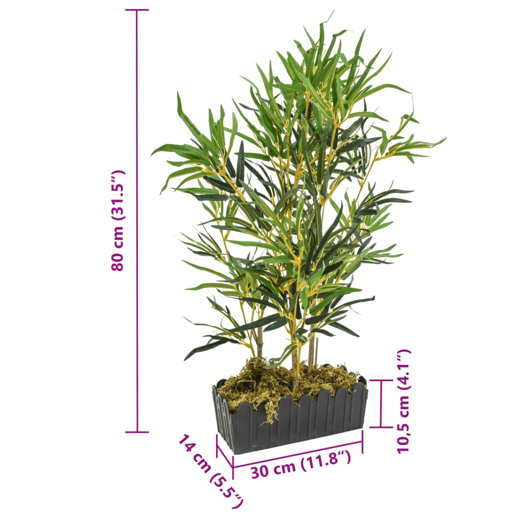 Albero Bambù Artificiale 368 Foglie 80 cm Verde 358963