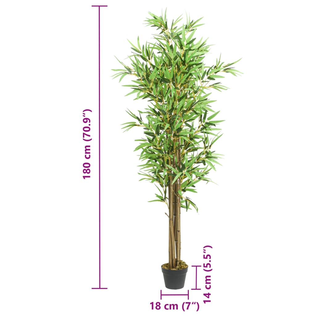 Albero Bambù Artificiale 1288 Foglie 180 cm Verde 358970