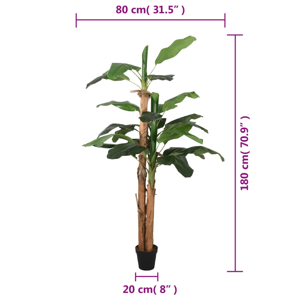 Albero di Banano Artificiale 19 Foglie 180 cm Verde 359002