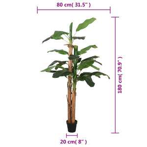 Albero di Banano Artificiale 19 Foglie 180 cm Verde 359002