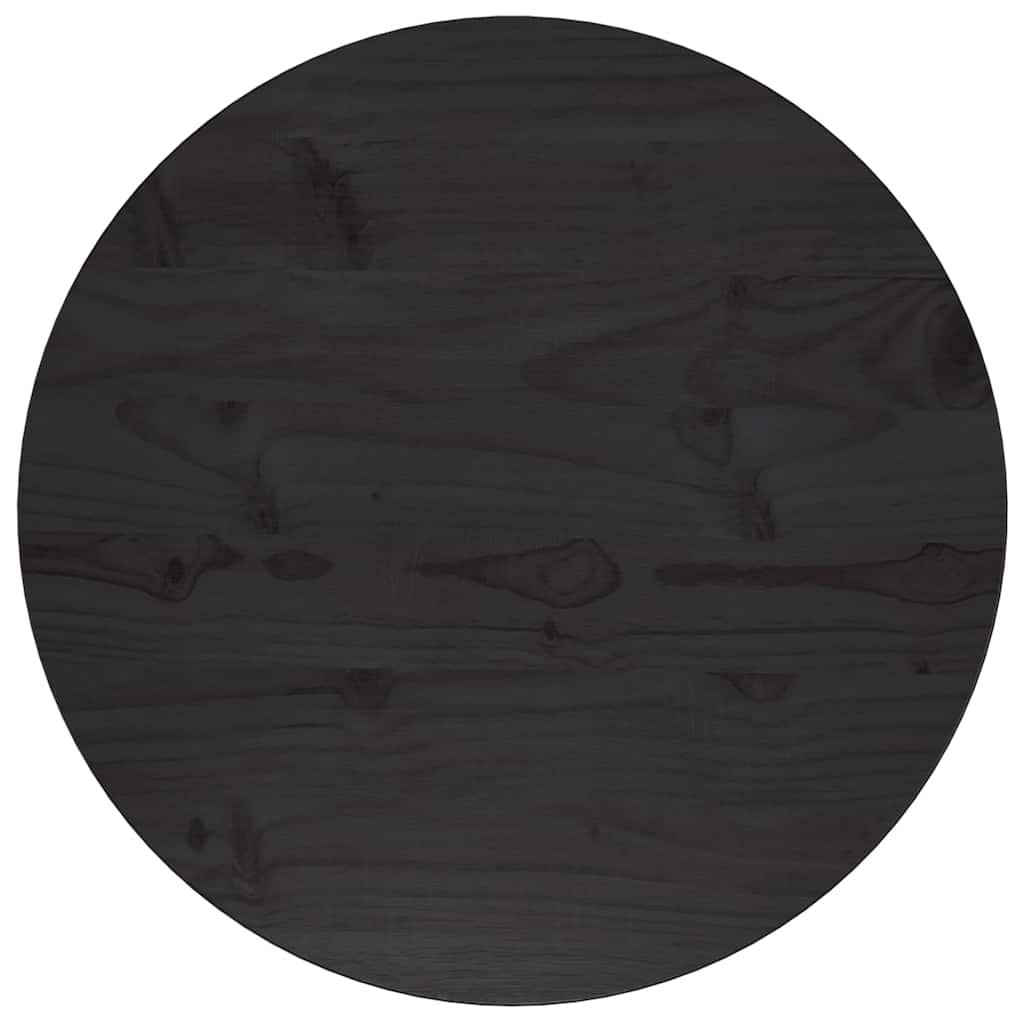 Piano Tavolo Rotondo Nero Ø50x3 cm in Legno Massello di Pino 833663